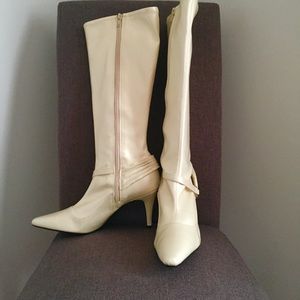 Cream high-heel boots